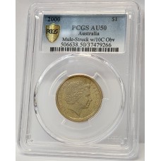 AUSTRALIA 2000 . ONE 1 DOLLAR COIN . ERROR . MULE . STRUCK ON TEN 10 CENTS